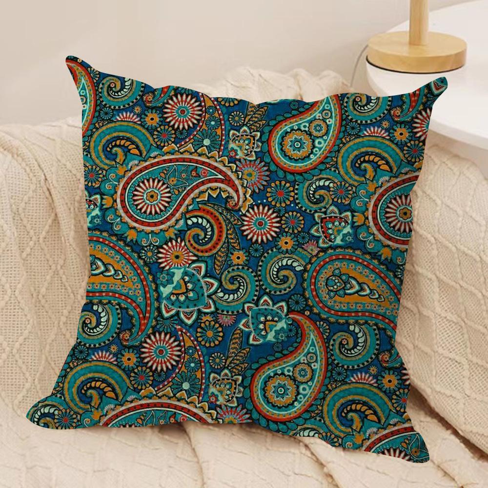 Painted Designp-Paisleys Cushion Cover Soft Plush Fabric Double-Sided Printed Sofa Cushion Cover For All Seasons Home Decor Gift