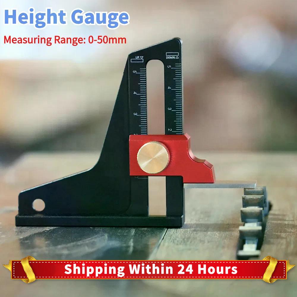 Aluminum Alloy Height Gauge Dual Scales DIY Woodworking Height Measurement Tools Precision for Tablesaw Depth Measuring Ruler