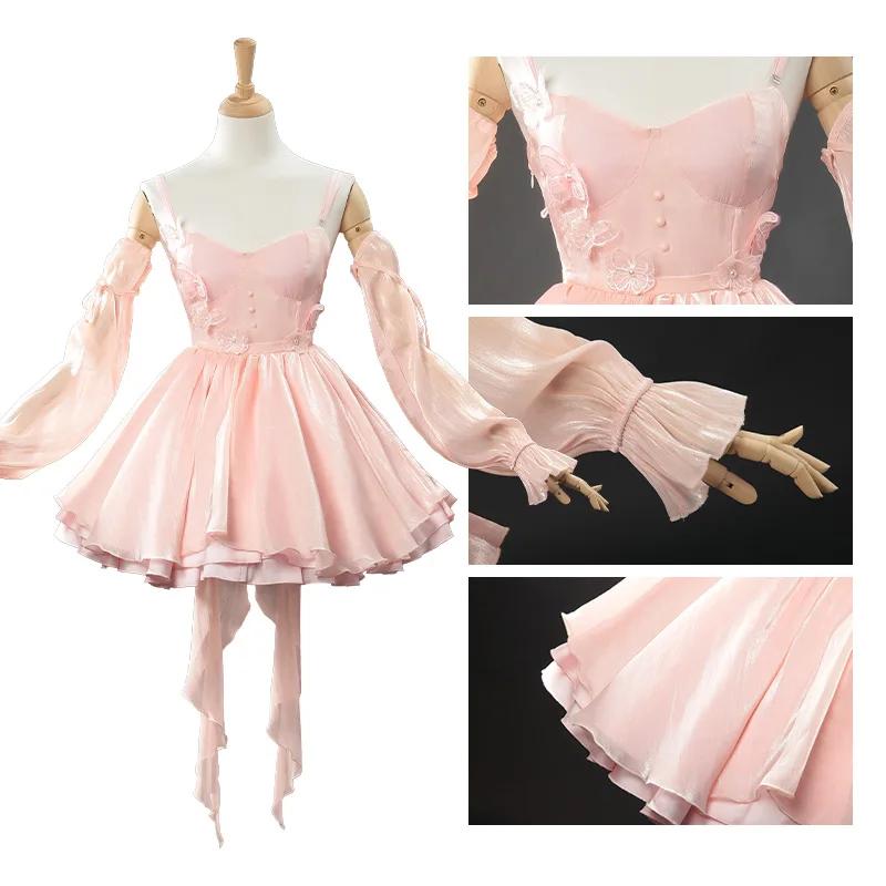 Hunter Girl Cosplay Game Love And Deepspace Adult Women Dress Uniform Costume Pink Sleeves Dress Accessories Set Suit Outfits