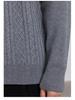 Men's Grey Cable Knit Pullover: 2024 Autumn/Winter, Round Neck, Slightly Loose, Long Sleeve Knitwear.