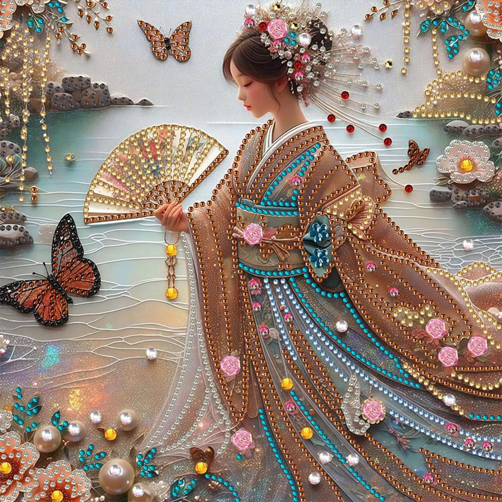 

Японская девушка 5D DIY Кристальная частичная алмазная мозаика специальной формы Набор для декора