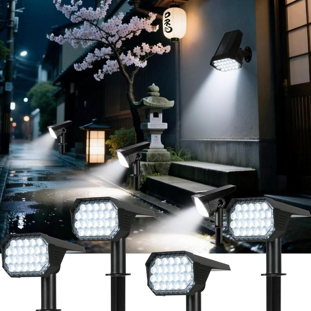 Solar Lights, Outdoor, Waterproof, Garden Lights, High Brightness 600 Lumens, Monocrystalline Solar Panel, IP65, Light Sensor, Automatic OnOff, Wall