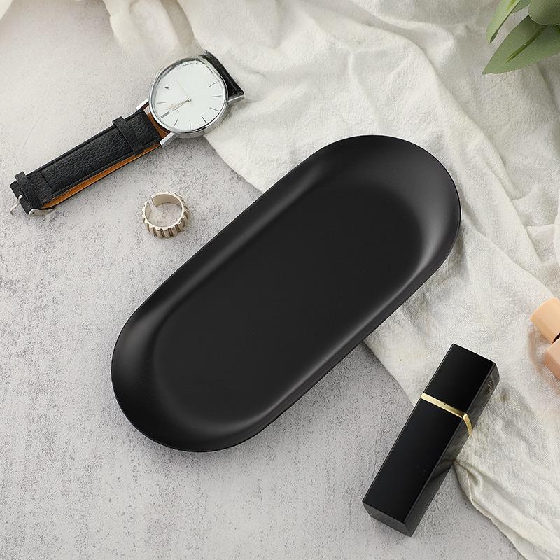 5 Stück Ins Style Hochästhetische Edelstahl Schmuckteller Kosmetik Metall Präsentierteller Ovalförmige Haushaltsaufbewahrungstabletts