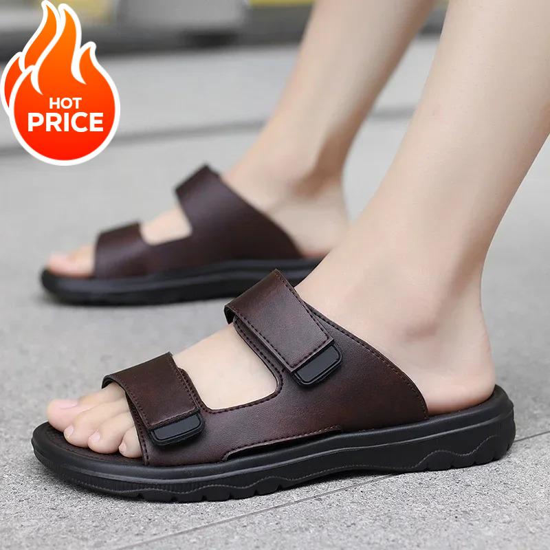 

Summer men slippers in comfortable plus size man shoes 38 чорний