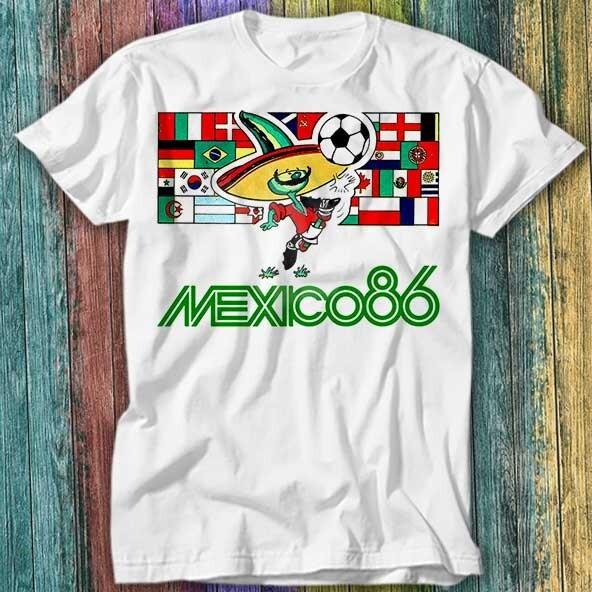 Mexico 86 World Cup Soccer 80s 90s Football Flag Argentina T Shirt Top Tee 501