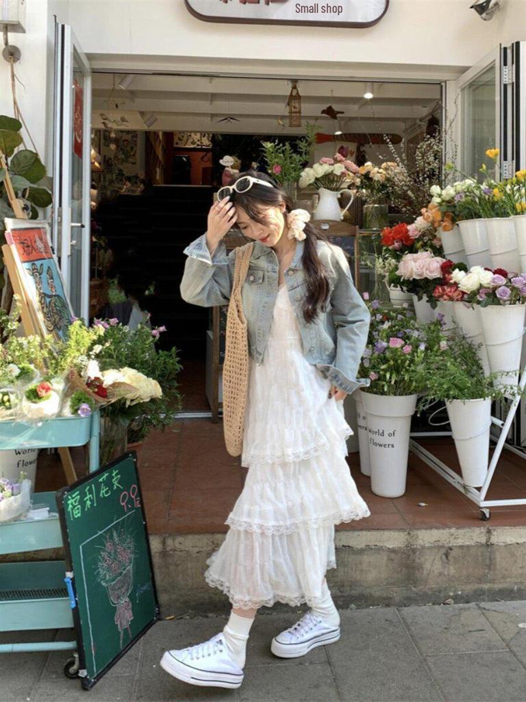 High-End French White Spaghetti Strap Dress - Summer 2026 Beach Vacation Style for Girls & Women