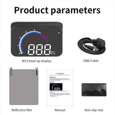 Car HUD OBD Gauge Display Windshield Projector Temperature Display Car Electronics Overspeed Warning System Accessories 2024