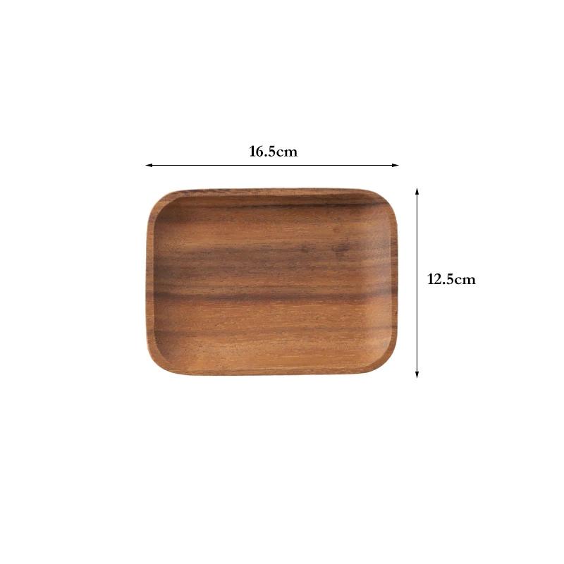 1Pc Square Wooden Plate Serving Tray Acacia Wood Plate Dessert Fruit Snack Dish Dinner Plate Japanese Kitchen Dishes Tableware