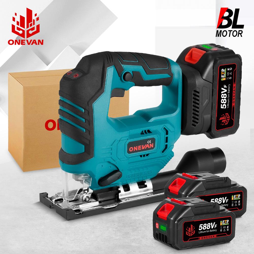 ONEVAN 3500RPM Brushless Electric Jig Saw 1000W Jigsaw Adjustable Blade 3 Variable Speed Woodworking Tool for Makita 18V Battery