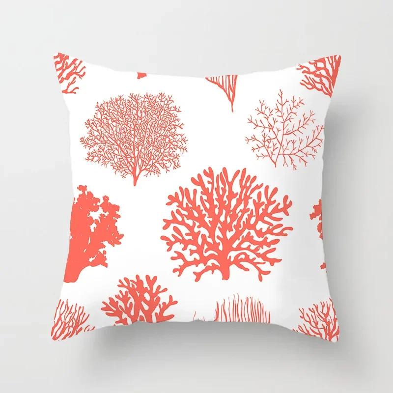 Modern Coral Red Cushion Covers Nordic Geometry Print Pillowcase Simple Pillowcase for Sofa Seats Livingroom Decorative 45*45cm