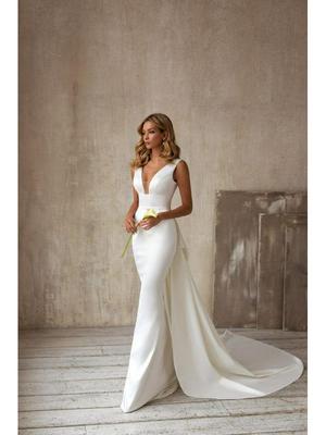 Vestido de Novia Sexy con Cuello en V y sin Mangas Primavera/Verano 2021