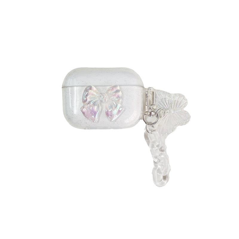 Glitter Bow for AirPods 1 Generation Protective Cover Second Generation 1 Generation Pro1 Apple Bluetooth Headset Transparent Case