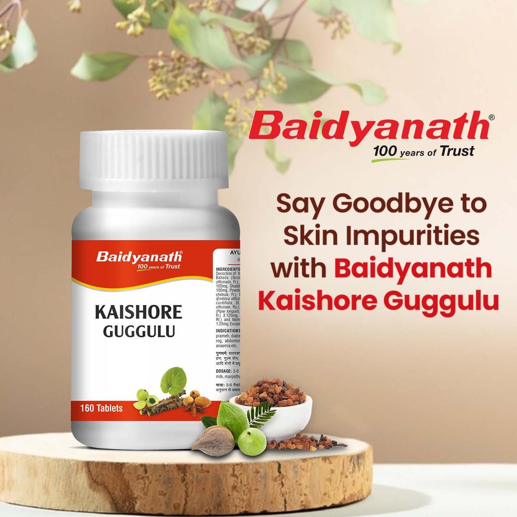 Baidyanath Kaishore Guggulu Tablets 160 Count – Herbal Dietary Supplement For Body Detox, Healthy Aging Support And Natural Wellness Balance