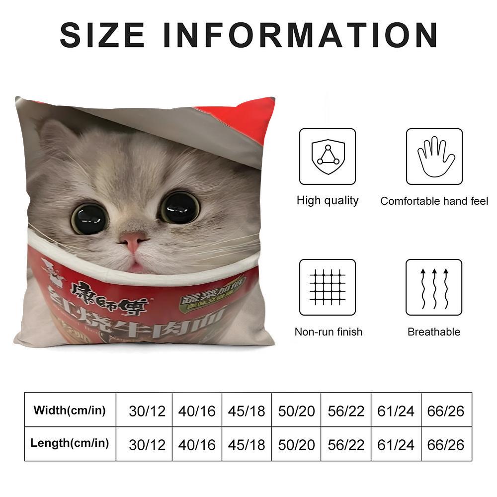 Cute Cat Kawaii Cushion Cover Short Plush Double-Sided Print Square Throw Pillow Covers Sofa Home Cushion Decor