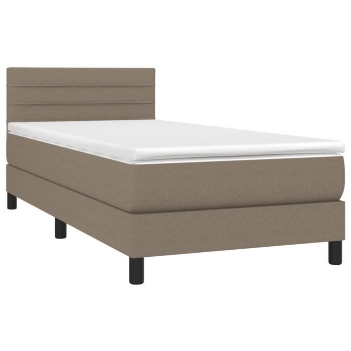 3140093 vidaXL Lit à sommier tapissier avec matelas Taupe 80x200 cm Tissu