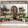 Easter white brick wall flower rabbit Easter egg shooting Backdrop spring flower wall children's birthday party banner Backdrop