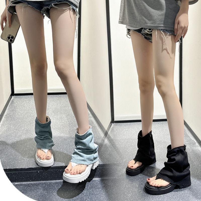 2025 New Summer Women's Sexy Short Boots Street Style Big Toe Trouser Cowboy Booties Motocycle Womens Sandalies De Mujer