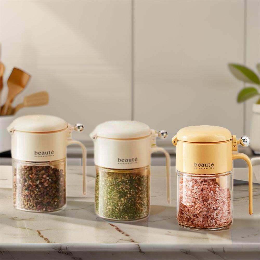 Large Capacity Glass Seasoning Jar 400ml Salt Seasoning Box Sugar and Salt Container  for Home