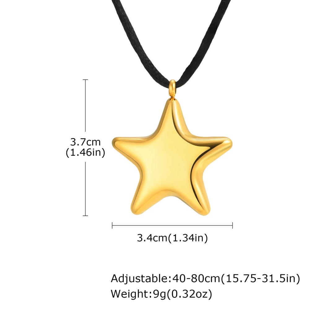 Stainless Steel Geometric Oval Necklace for Women, Adjustable Long Black Cord Metal Pendant Necklace Waterproof Jewelry