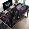 Gothic Raven Moonlight Mouse Pad  Purple Floral  Black Branch Design Stitched Edges  Office  Gaming Essential