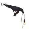 Dark Aesthetic Bedroom Decor Crow Table Lamp, Gothic Raven Night Light, Halloween Black Bird Vintage Tungsten Filament Bulb Academia Lamp for Desktop