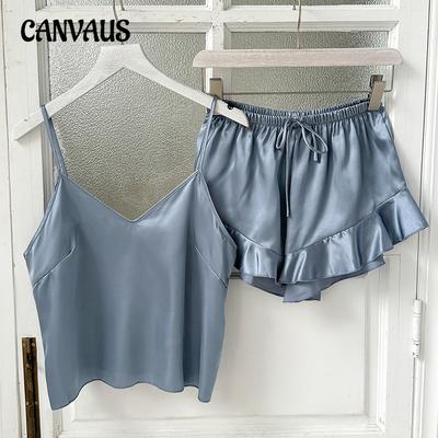 Ice Silk Camisole pižamos Moteriškos mados Dviejų dalių namų dėvėjimas Ploni namų kelnaitės Šortų rinkinys