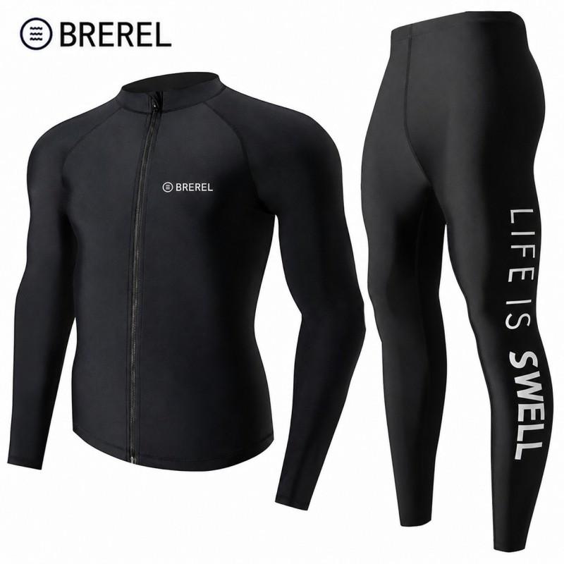 Mens Quick-Dry UV Protection Rash Guard Set Long Sleeve Top Pants Snorkeling Surfing Swimming