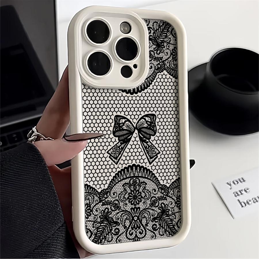Design Sense Black Lace Phone Cover Case for iPhone 17 Pro Max 12 Pro 15 Plus 16 Air 13 17e 11 14