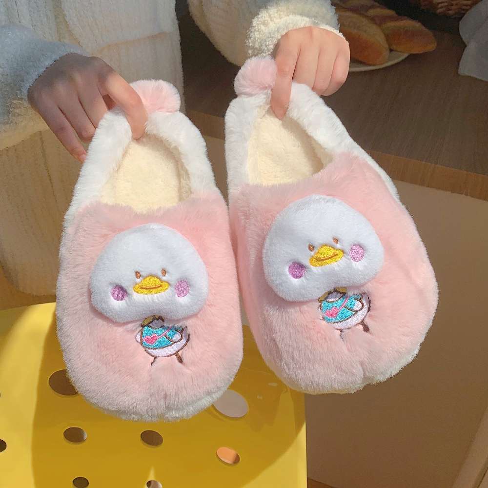 Thick bottom warm indoor home autumn and winter women's bag head cotton slippers cartoon duck casual comfortable slippers