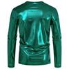 Cozy Up Men's Party Stage Glossy Long-sleeved Round Neck T-shirt