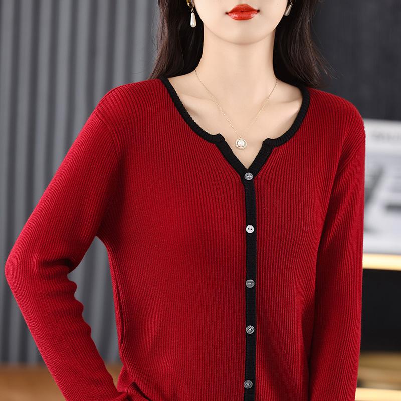 

Женский легкий кардиган из 50% шерсти и 50% шелка Mulberry — универсальный трикотаж на все 4 сезона для комфорта и стиля в любое время года XL красный