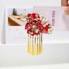 Cute Elegant Kimono Hair Clip Metal Tassel Traditional Fan Shape Hairpin Sakura Flower Cloth Faux Pearl Decor Hair Clip Girls