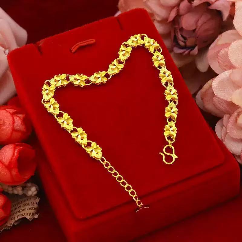 

Sand Gold Clover Heart Bracelet, Luxury Non-Fading Jewelry default