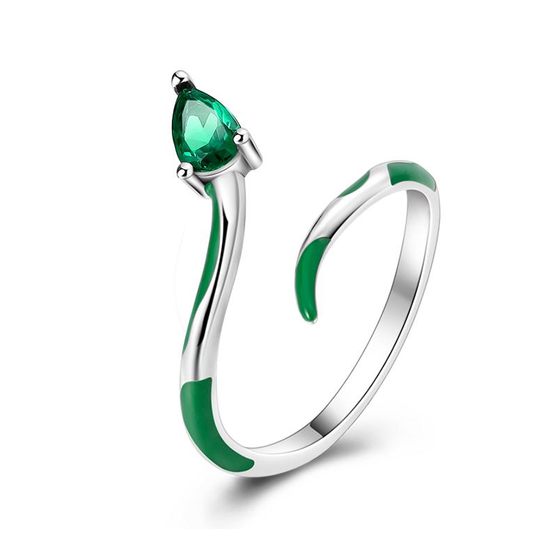 Fashion 925 Silver Color Rings Blue Zircon Butterfly Leaf Flower Irregularity Split Rings For Woman Fine Jewelry Gifts