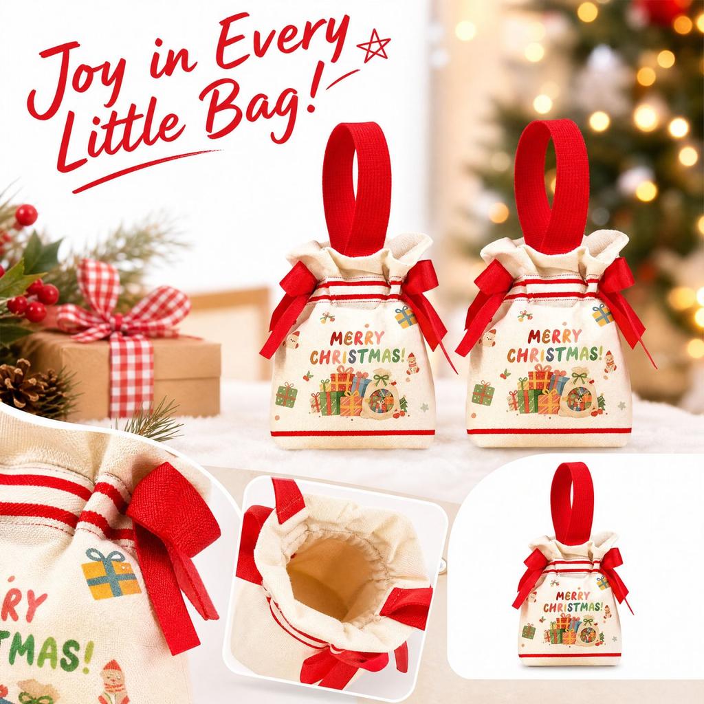 Small Christmas Gift Bags for Party Favors, Holiday Treats and Stocking Stuffers