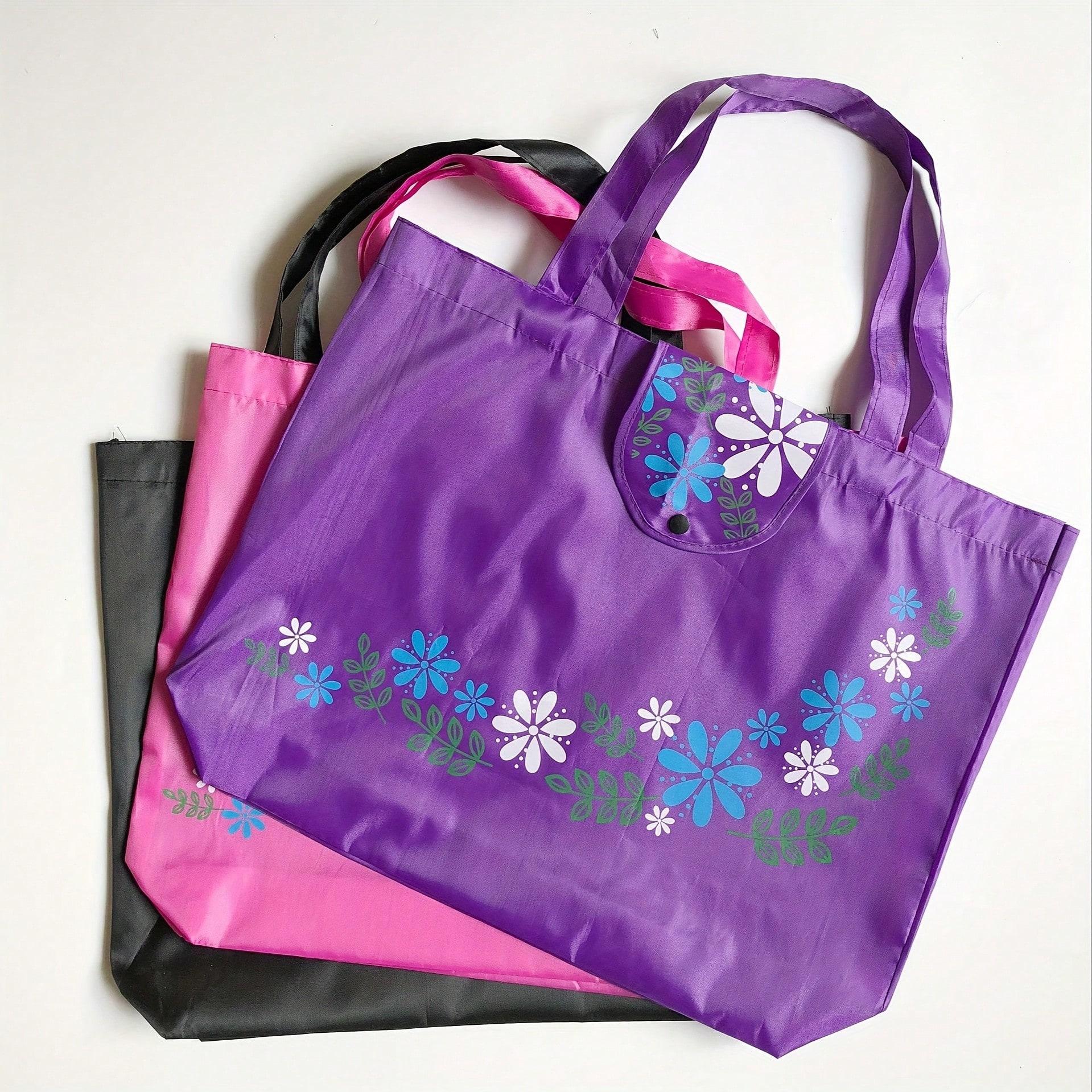 

1 bright printed foldable shopping bag - durable Oxford cloth with seat belt buckle, lightweight and portable design фіолетовий