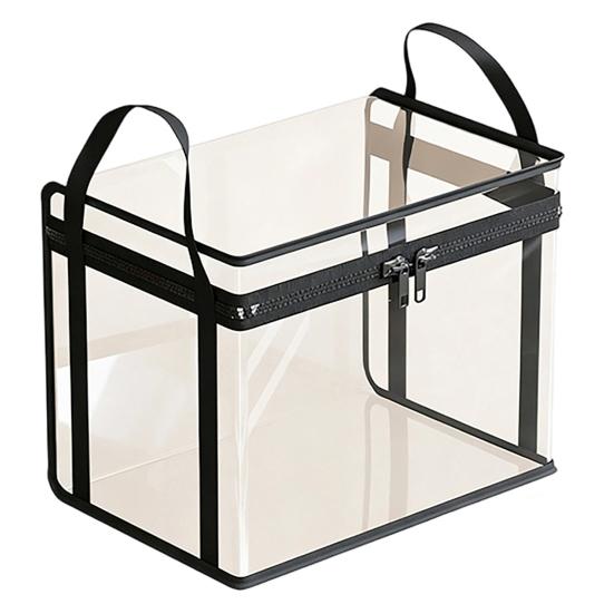 Transparent Clothes Storage Bag, with Sturdy Handles, Durable Plastic Visibility Book Organizer, Moisture-proof Toys Container for Playroom Study Room