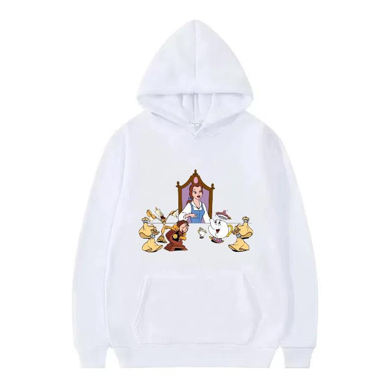 Disney Kráska a zvíře Princezna Vzor Dámské Volné Černé Podzimní Topy Oblečení Svetry Dámské Levné Y2k Mikiny Pánské Sportovní