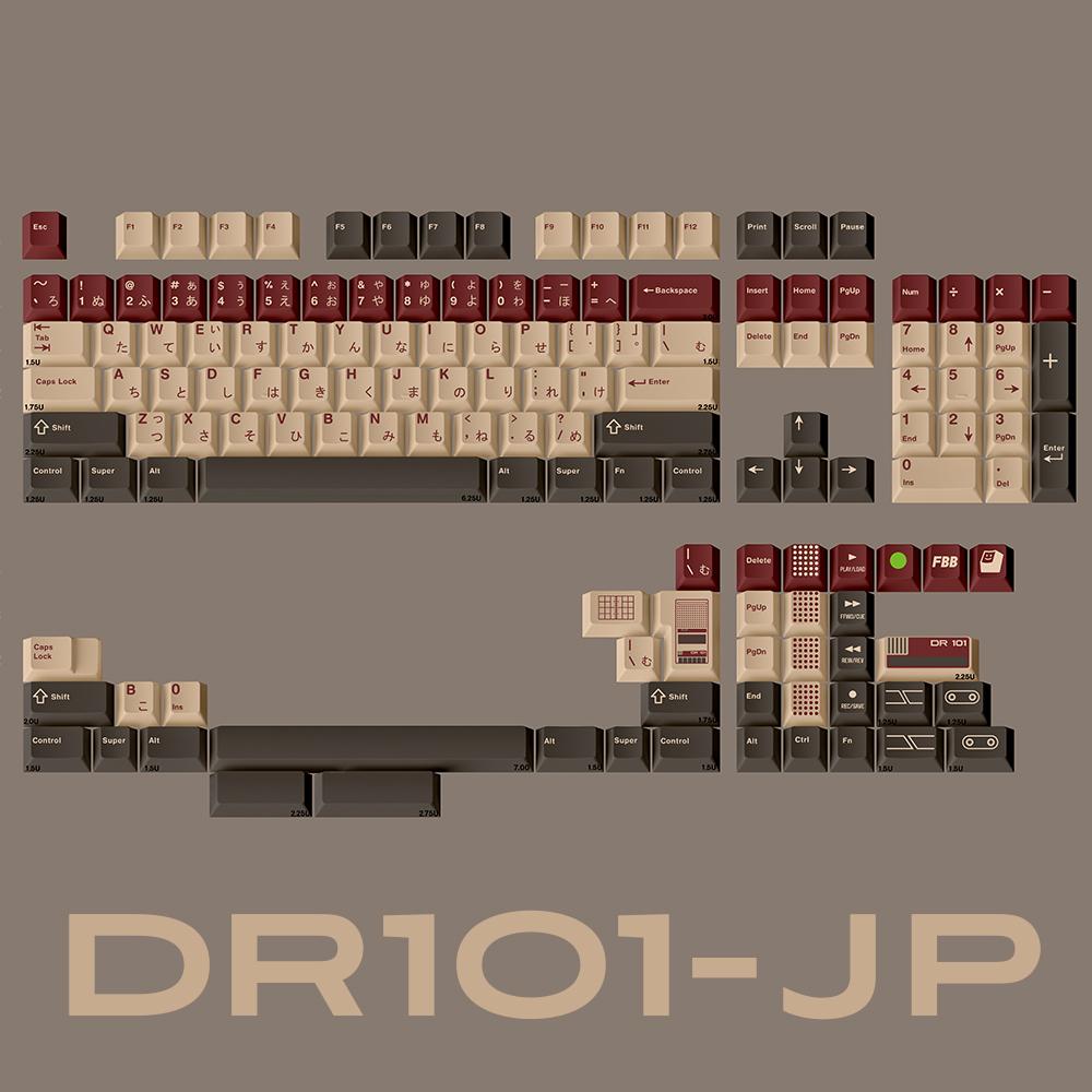 Retro DR101 Theme Keycap Set 145key PBT Originate Custom Personalized Keyboard Cap Cherry Profile KeyCap for Mechanical Keyboard