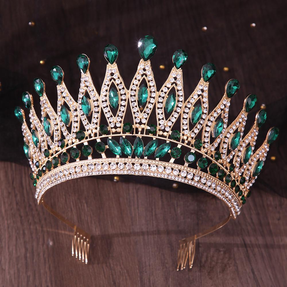 DIEZI Vintage Baroque Bridal AB Crystal Tiara Crown For Women Girls Wedding Party Queen Rhinestone Crown Hair Dress Accessories