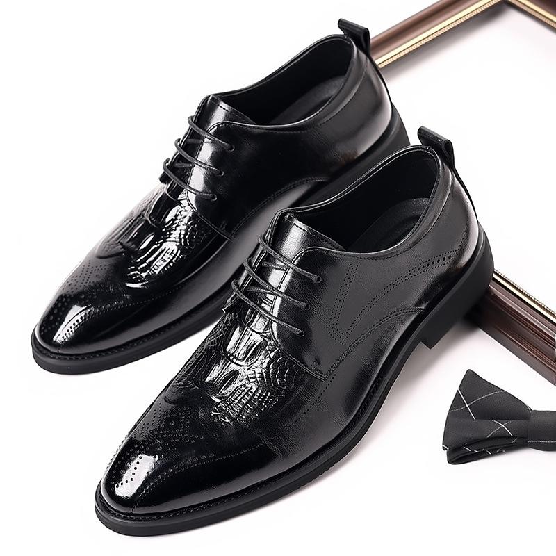 Carved Brock Leather Shoes Men's British Leather Business Dress Casual Shoes Men's Lace-Up Derby Shoes