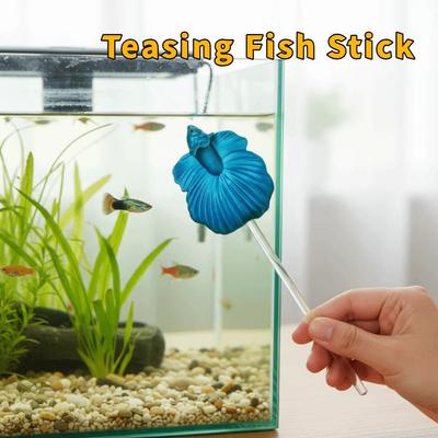 Creative Long Pole Teasing Fish Stick Colorful Resin Simulation Betta Stick Fish Shaped Fish Training Stick Teaser Toy