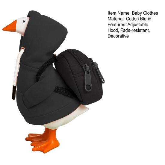 Mini Goose Hoodie with Backpack 7 Inch Desk Goose Outfit Mini Porch Goose Costume Magnetic Goose Statue Key Holder Clothes