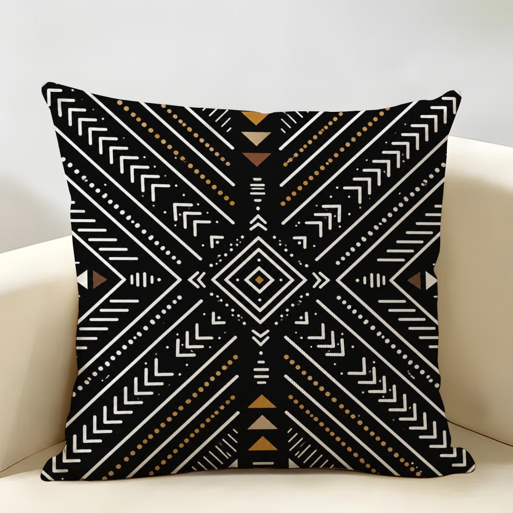 African Modern Tribal Geometric Cushion Cover Durable Hypoallergenic Organic Linen Pillow Cover Washable SkinFriendly