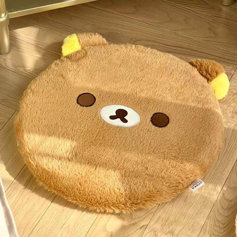 Adorable Rilakkuma Circular Memory Foam Seat Cushion Plush Office Chair Pad Sedentary Support Buttocks Pillow Removable Washable