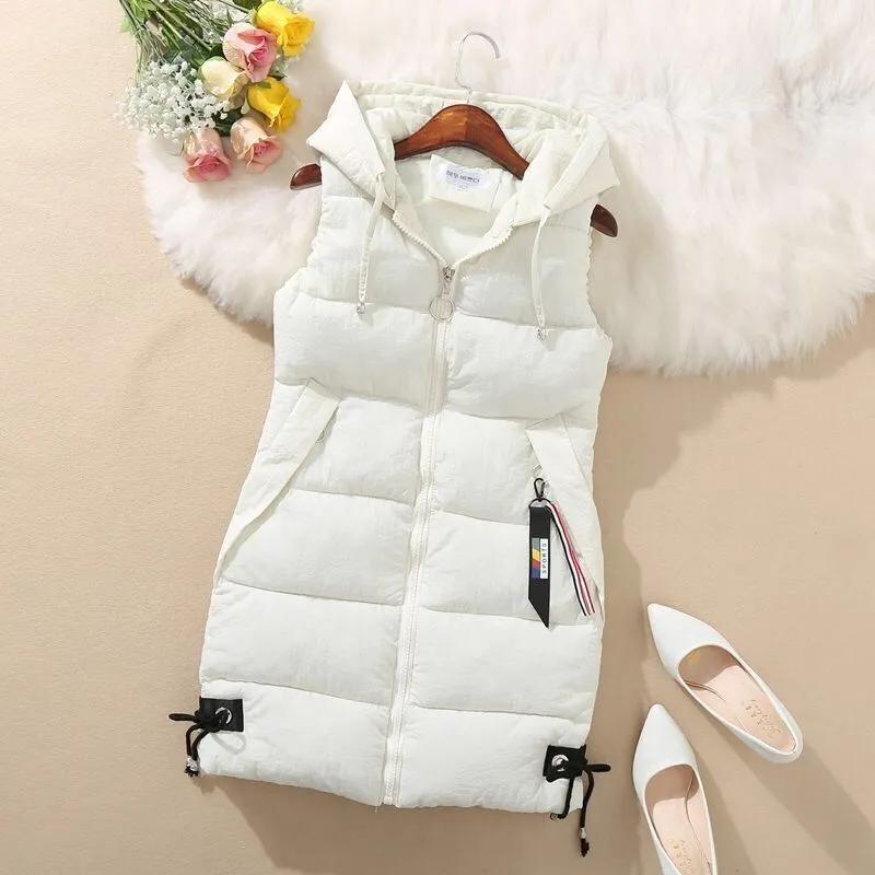 Autumn Women Vest Winter Puffer Parkas Coat Casual Pocket Hooded Waistcoat Female Sleeveless Jacket  Outerwear
