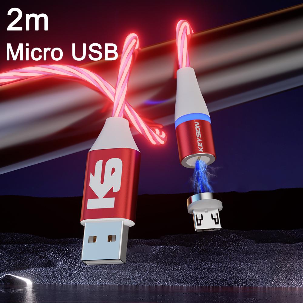

Магнитный кабель для передачи данных KEYSION 3A с подсветкой, светодиодный, Micro USB C Type-C, быстрая зарядка, магнитный кабель для зарядки iPhone Xiaomi Samsung for Micro Red 3A