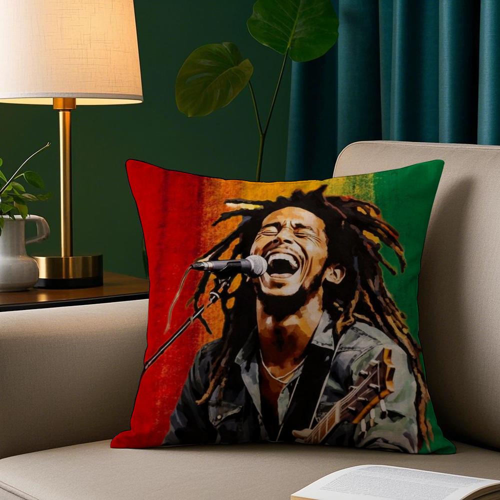 Reggae Rock Bob Marley Pillow Case Plush Fabric Soft Pillowcase Double Sided Print Sofa Cushion Cover Throw