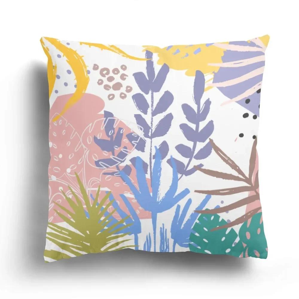 Office Sofa Car Cushion Cover Luxury Home Decoration Pillow Cover Creative Leaves Tropical Plant Pattern