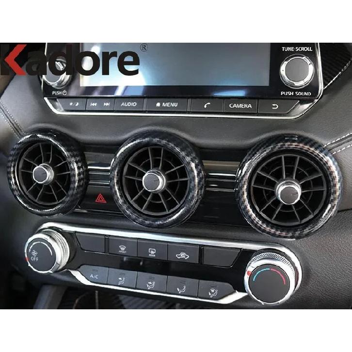 For Nissan Sentra Bluebird Sylphy -2024 Carbon Fiber Car Center Air Condition Vent Outlet Cover Trim Interior Accessories